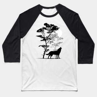 Tree Wolf Moon Baseball T-Shirt